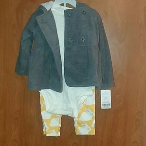 3 piece infant coat, onesie and leggings